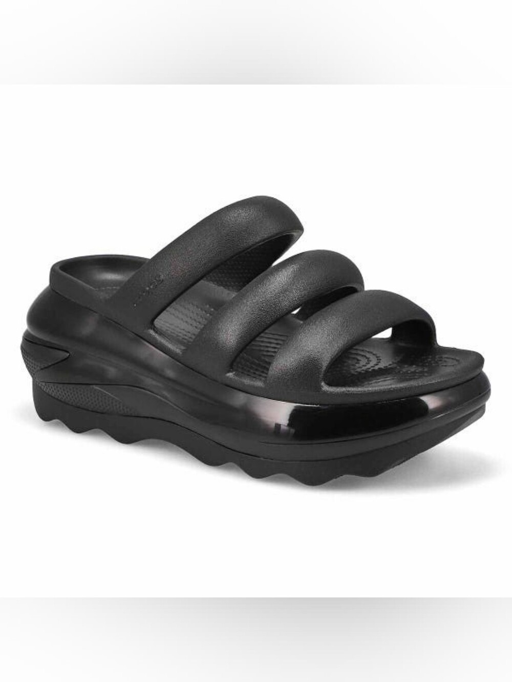 NWOT CROCS Mega Crush Platform Wedge Sandals Size 9 Black Glossy Color